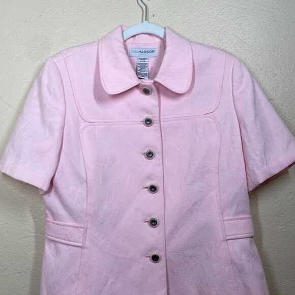 Sag Harbor Pink Blazer short sleeve textured size 12P - Picture 5 of 9
